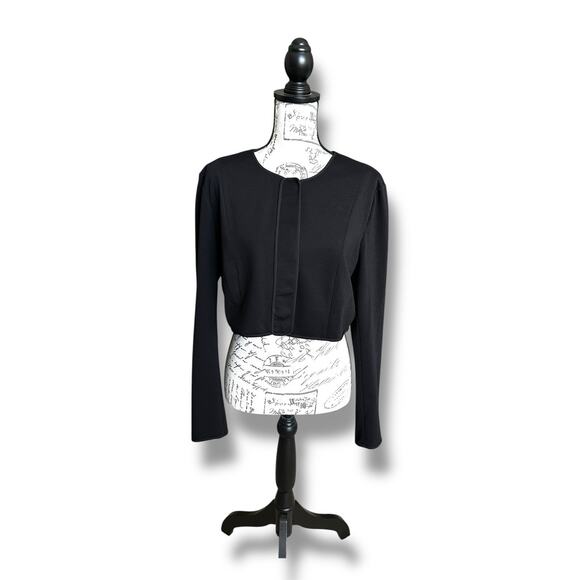 Narciso Rodriguez For Design Nation Women's Snap Button Black Crop Blazer Large - Picture 2 of 7